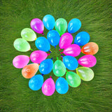 Colorful cluster of water balloons arranged in a circular pattern.