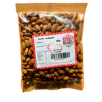 Plastic bag of roasted almonds with a Sydney Nut&Sweet label.