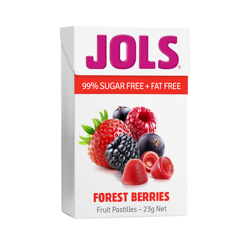 Box of Jols sugar-free forest berries flavored pastilles.