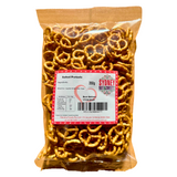 Plastic bag filled with salted pretzels from Sydney Nut&Sweet brand.