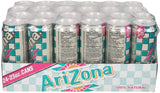 Case of Arizona brand canned beverages in plastic packaging.