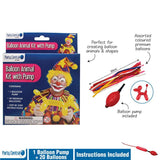 Balloon animal kit with pump and colorful balloons for creating shapes and figures.