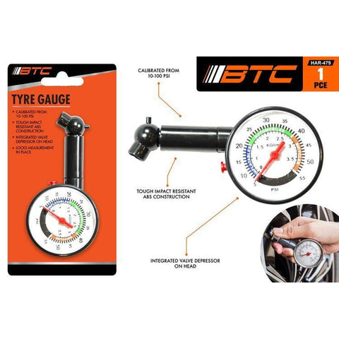 BTC Tyre Pressure Gauge - 10-100Psi - nutsandsweets.com.au