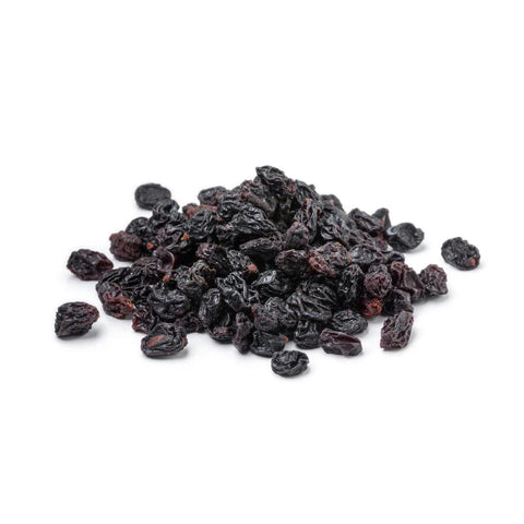 A pile of dried black currants or raisins.