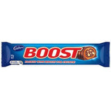 Cadbury Boost chocolate bar wrapper in blue packaging with red lettering.