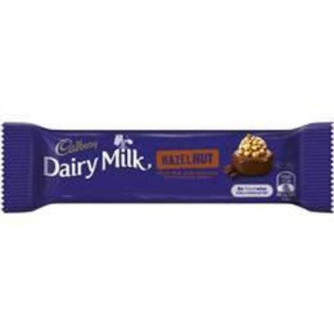 Cadbury Dairy Milk chocolate bar with hazelnut flavor in purple packaging.