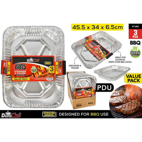 DuraChef Large Foil Trays 3pce - Designed for BBQ - nutsandsweets.com.au