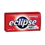 A red package of Eclipse strawberry flavored sugar-free mints.