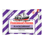 Package of Fisherman’s Friend blackcurrant flavored sugar-free lozenges.