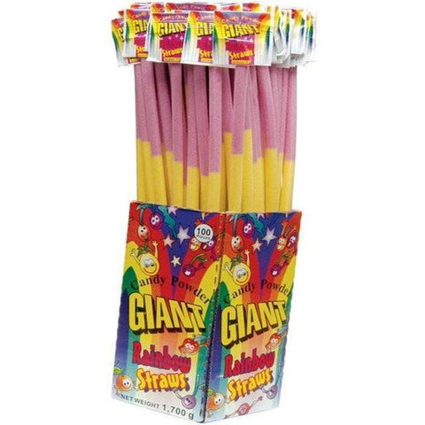 Confectionery GIANT RAINBOW STRAWS 12G X 140 - nutsandsweets.com.au