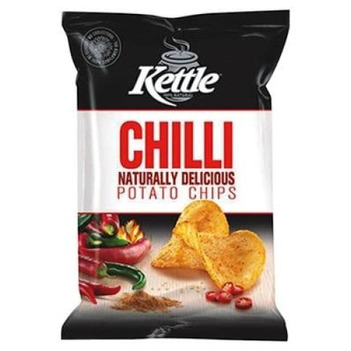 Bag of Kettle brand chilli-flavored potato chips.