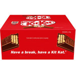 Box of Kit Kat chocolate bars with the brand’s logo and slogan prominently displayed.