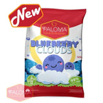 Bag of Paloma brand ’Blueberry Clouds’ confectionery featuring cartoon blueberry characters on clouds.