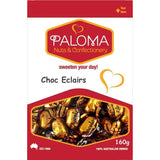 Package of Paloma brand chocolate eclairs confectionery.