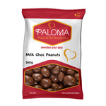 Bag of Paloma brand milk chocolate covered peanuts weighing 160 grams.