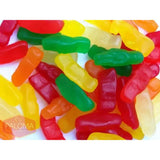 Colorful gummy candies in various shapes and hues.