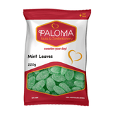 Bag of Paloma brand mint leaves candy weighing 220 grams.