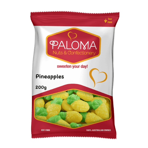 Bag of Paloma brand pineapple-shaped candies or confections.