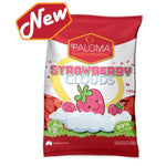 Bag of Paloma brand Strawberry Clouds confectionery, featuring a cartoon strawberry on the packaging.