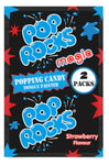 Package of Pop Rocks popping candy in strawberry flavor, containing 2 packs.