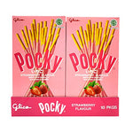 Box containing strawberry-flavored Pocky stick snacks.