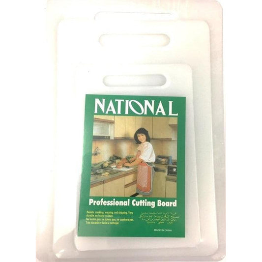 Professional cutting board set with packaging featuring a kitchen scene on the front.