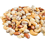 A mixture of various nuts including cashews, almonds, and pistachios.