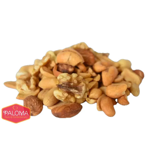 A pile of mixed nuts and dried fruits.