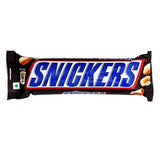 Snickers chocolate bar in its distinctive packaging.