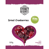 Package of dried cranberries from Sydney Nut & Sweet with a heart-shaped window showing the product.