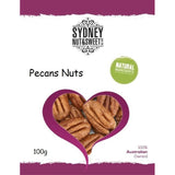 Package of pecan nuts from Sydney Nut & Sweet with a heart-shaped window showing the nuts inside.