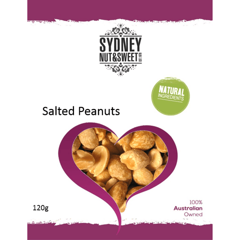 Package of salted peanuts from Sydney Nut & Sweet brand.