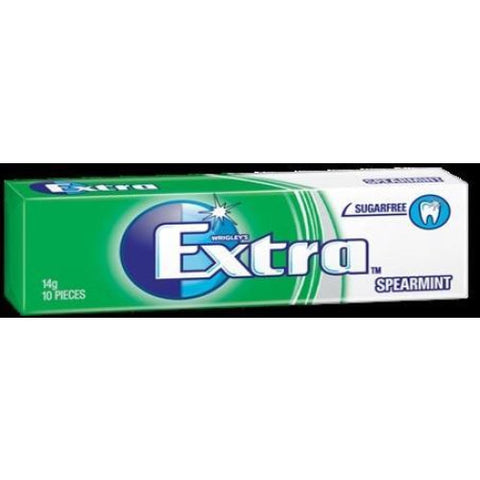 Pack of Extra brand spearmint sugar-free chewing gum.