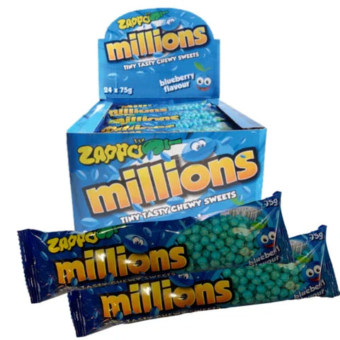 Zappo Millions Blueberry 75g | 24 X Chewy Packs candy,