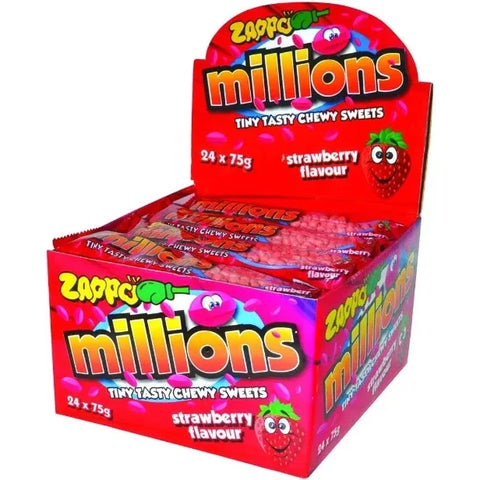 Zappo Millions Strawberry 75g | 24 X Chewy Packs 20-50,